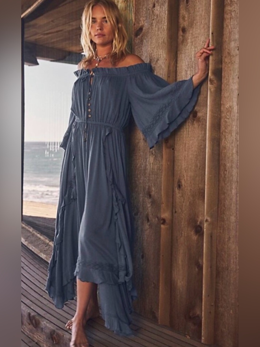 Free People Beach Bliss Maxi‎ Dress in Coral Sz Small NWT!
